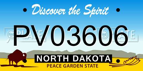 PV03606 North Dakota License Plate