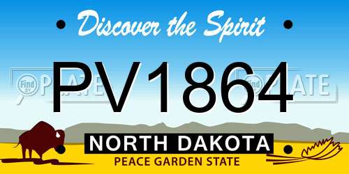 PV1864 North Dakota License Plate