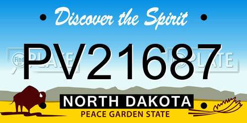 PV21687 North Dakota License Plate
