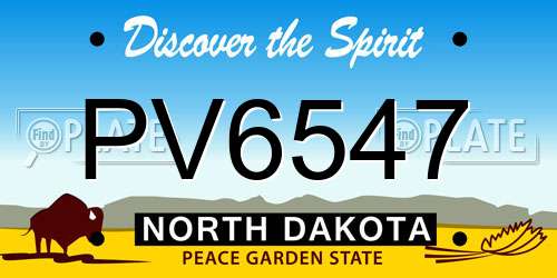 PV6547 North Dakota License Plate
