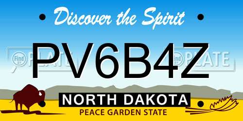 PV6B4Z North Dakota License Plate