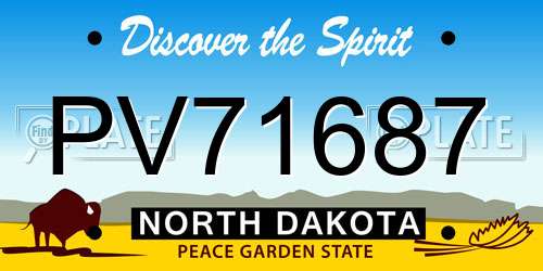 PV71687 North Dakota License Plate