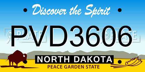 PVD3606 North Dakota License Plate