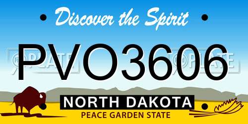 PVO3606 North Dakota License Plate