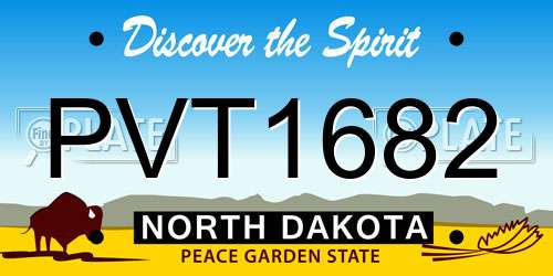 PVT1682 North Dakota License Plate