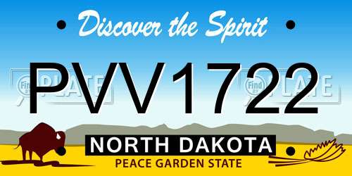 PVV1722 North Dakota License Plate