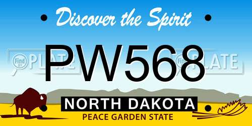 PW568 North Dakota License Plate