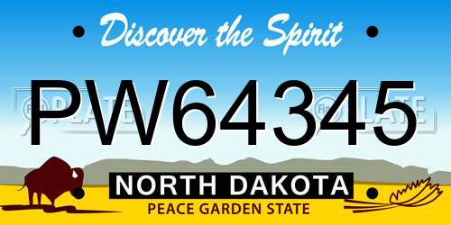 PW64345 North Dakota License Plate