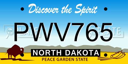 PWV765 North Dakota License Plate