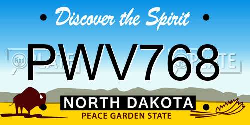 PWV768 North Dakota License Plate