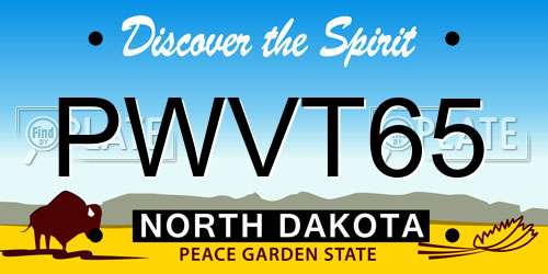 PWVT65 North Dakota License Plate