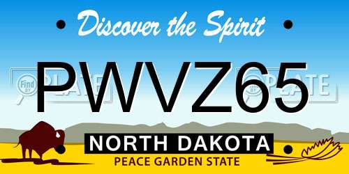 PWVZ65 North Dakota License Plate