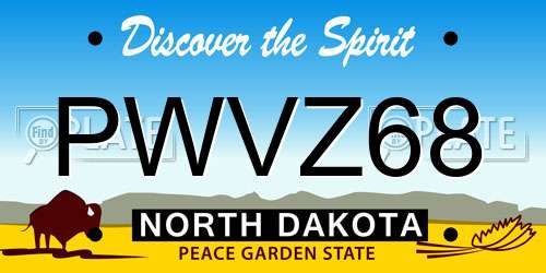 PWVZ68 North Dakota License Plate
