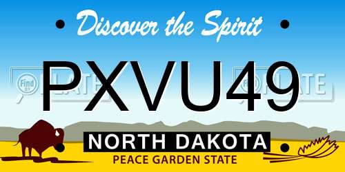 PXVU49 North Dakota License Plate