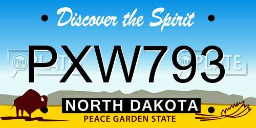 PXW793 North Dakota License Plate