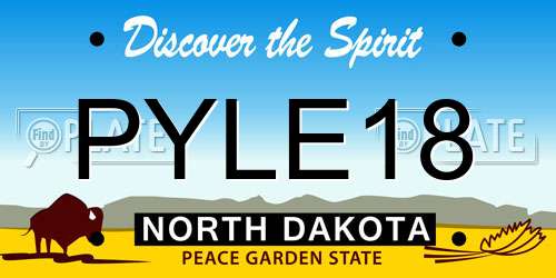 PYLE18 North Dakota License Plate