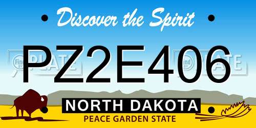 PZ2E406 North Dakota License Plate