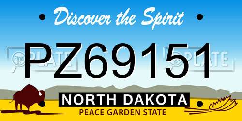 PZ69151 North Dakota License Plate