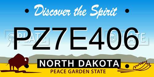PZ7E406 North Dakota License Plate