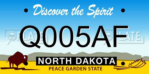 Q005AF North Dakota License Plate