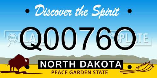 Q0076O North Dakota License Plate