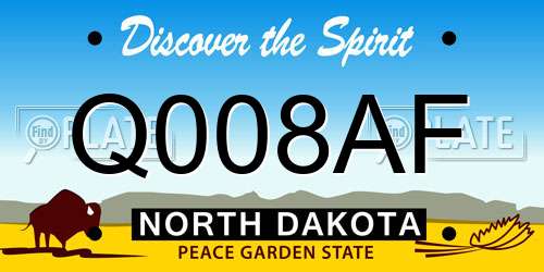 Q008AF North Dakota License Plate