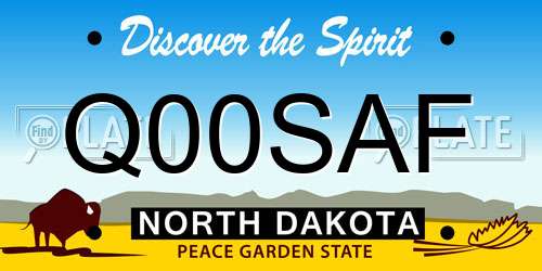 Q00SAF North Dakota License Plate
