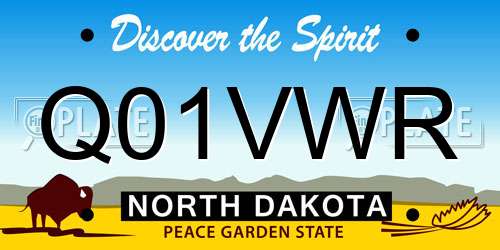 Q01VWR North Dakota License Plate