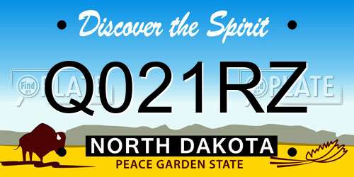 Q021RZ North Dakota License Plate
