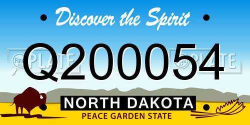 Q200054 North Dakota License Plate