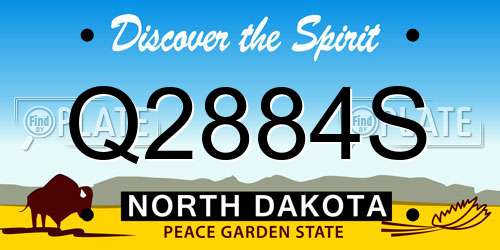 Q2884S North Dakota License Plate
