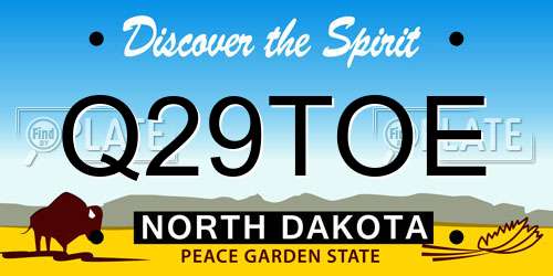 Q29TOE North Dakota License Plate