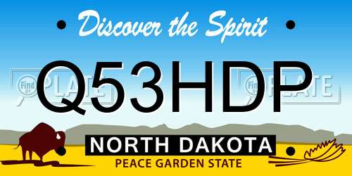 Q53HDP North Dakota License Plate