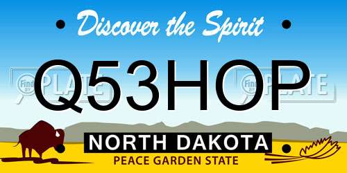 Q53HOP North Dakota License Plate