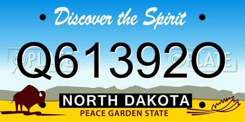 Q61392O North Dakota License Plate