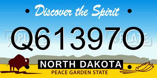 Q61397O North Dakota License Plate