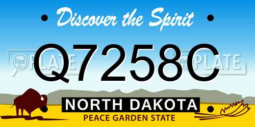 Q7258C North Dakota License Plate