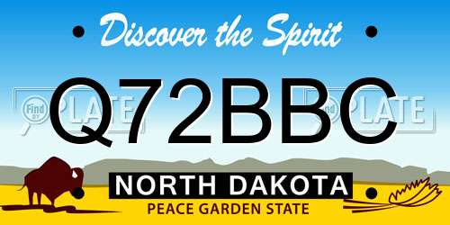 Q72BBC North Dakota License Plate