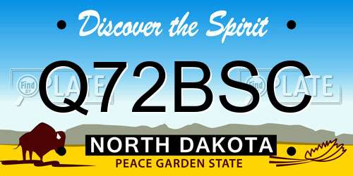 Q72BSC North Dakota License Plate