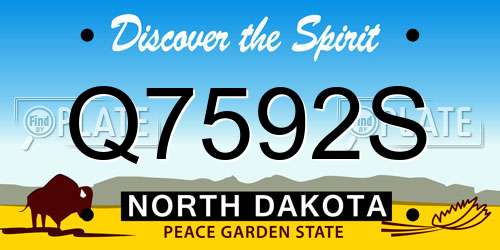 Q7592S North Dakota License Plate