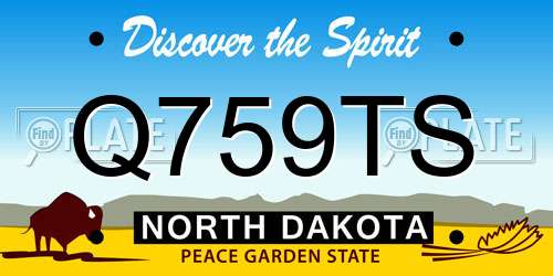 Q759TS North Dakota License Plate