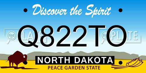 Q822TO North Dakota License Plate