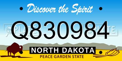 Q830984 North Dakota License Plate