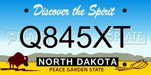 Q845XT North Dakota License Plate