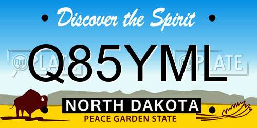 Q85YML North Dakota License Plate