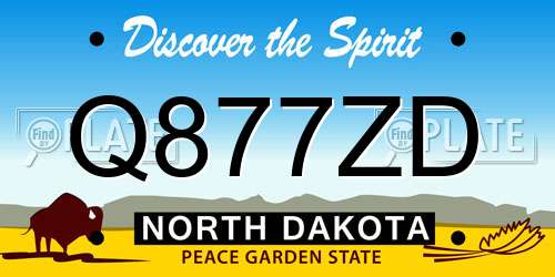 Q877ZD North Dakota License Plate