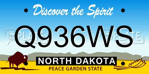 Q936WS North Dakota License Plate