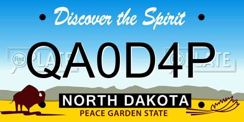 QA0D4P North Dakota License Plate