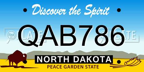 QAB786 North Dakota License Plate