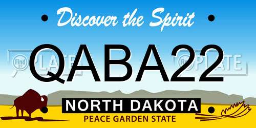 QABA22 North Dakota License Plate